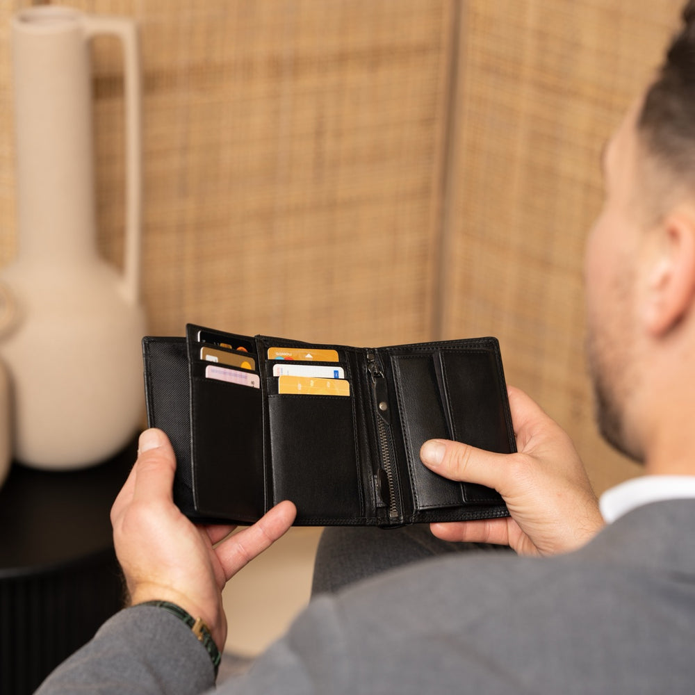 Leder Geldbörse Schwarz Leroy