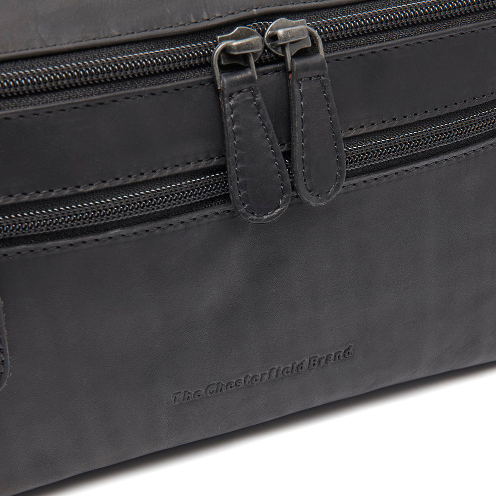 Leder Kulturtasche Schwarz Elmia