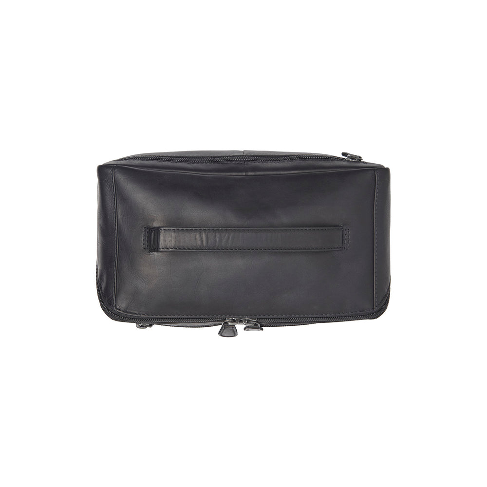 Leder Kulturtasche Schwarz Trevia