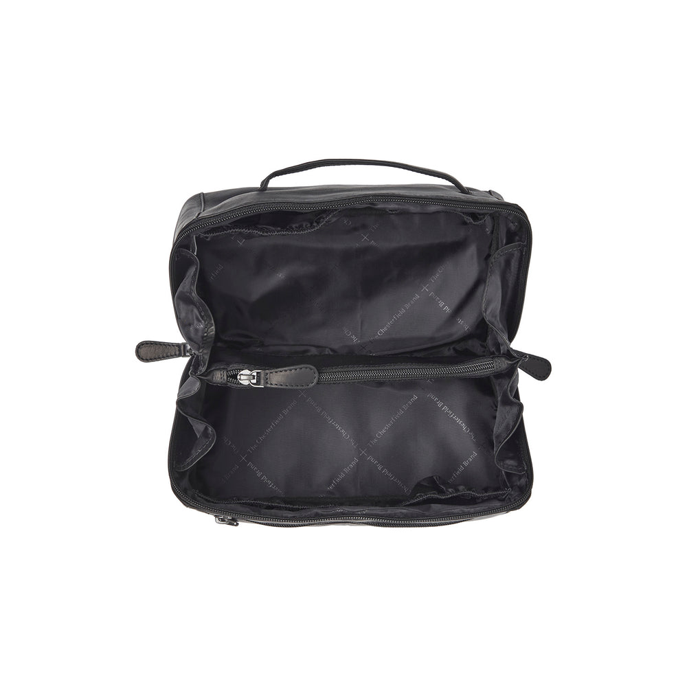 Leder Kulturtasche Schwarz Elmia