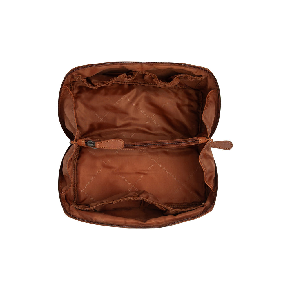 Trousse de Toilette en Cuir Cognac Elmia
