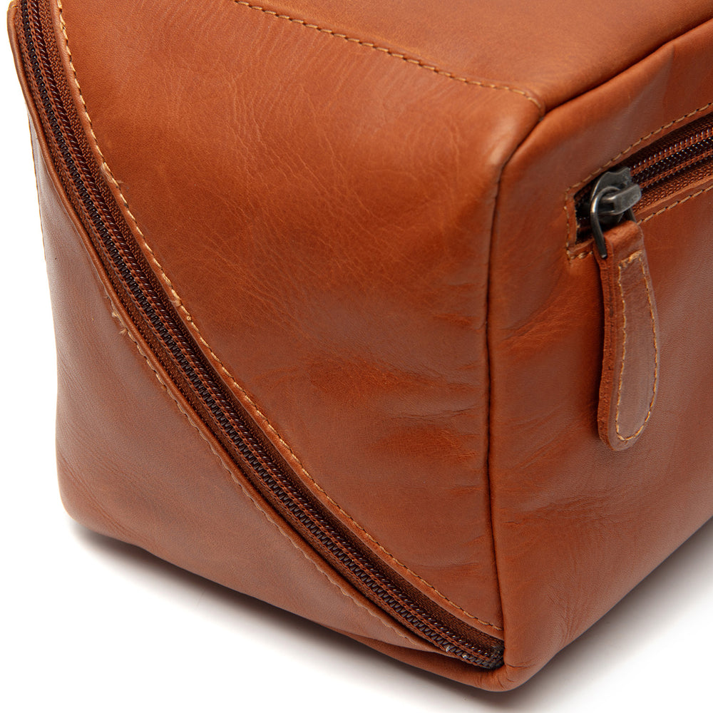 Trousse de Toilette en Cuir Cognac Elmia
