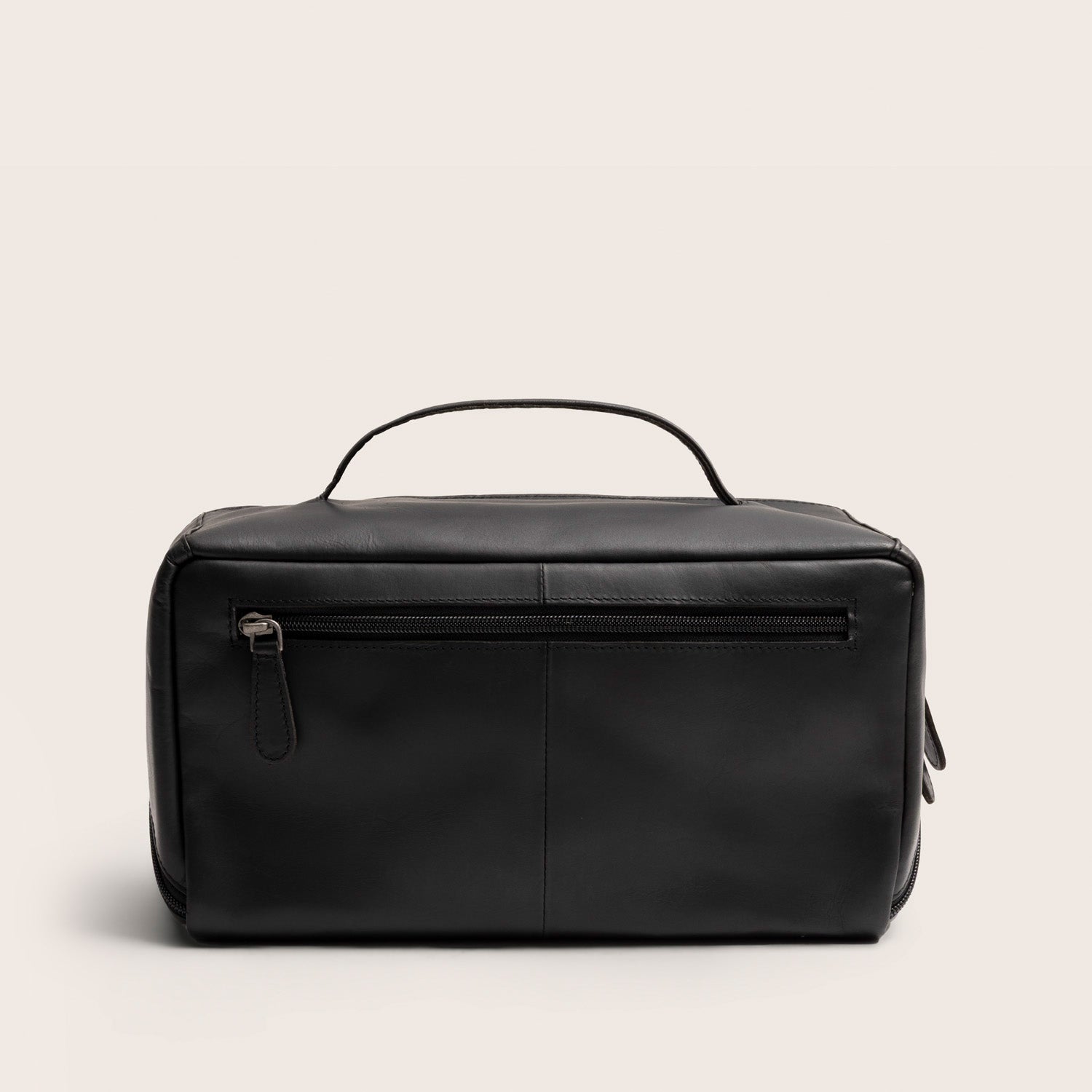 Leather Toiletry Bag Black Trevia, back view