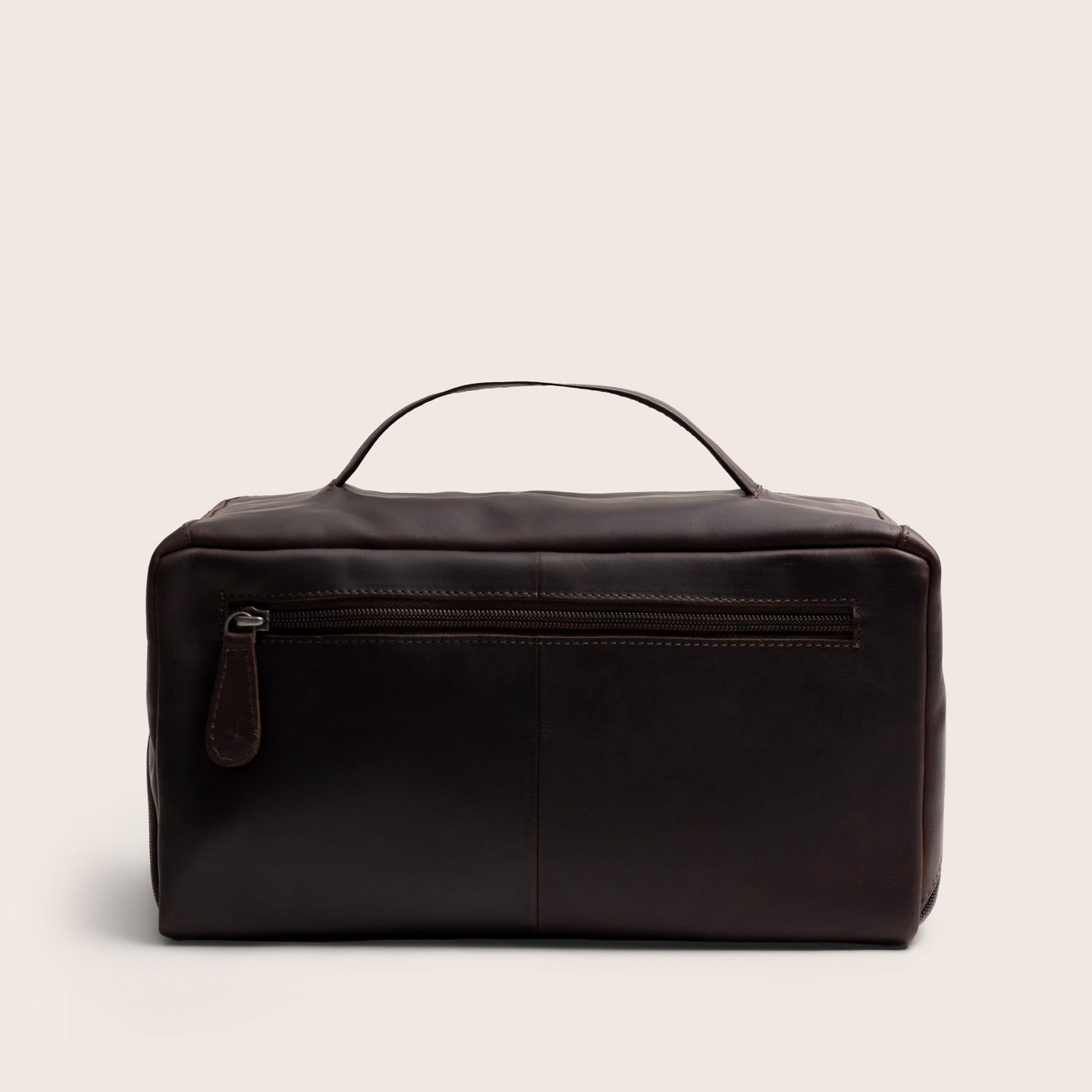 Leather Toiletry Bag Brown Trevia, back view
