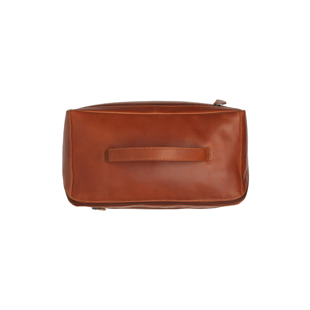 Trousse de Toilette en Cuir Cognac Trevia
