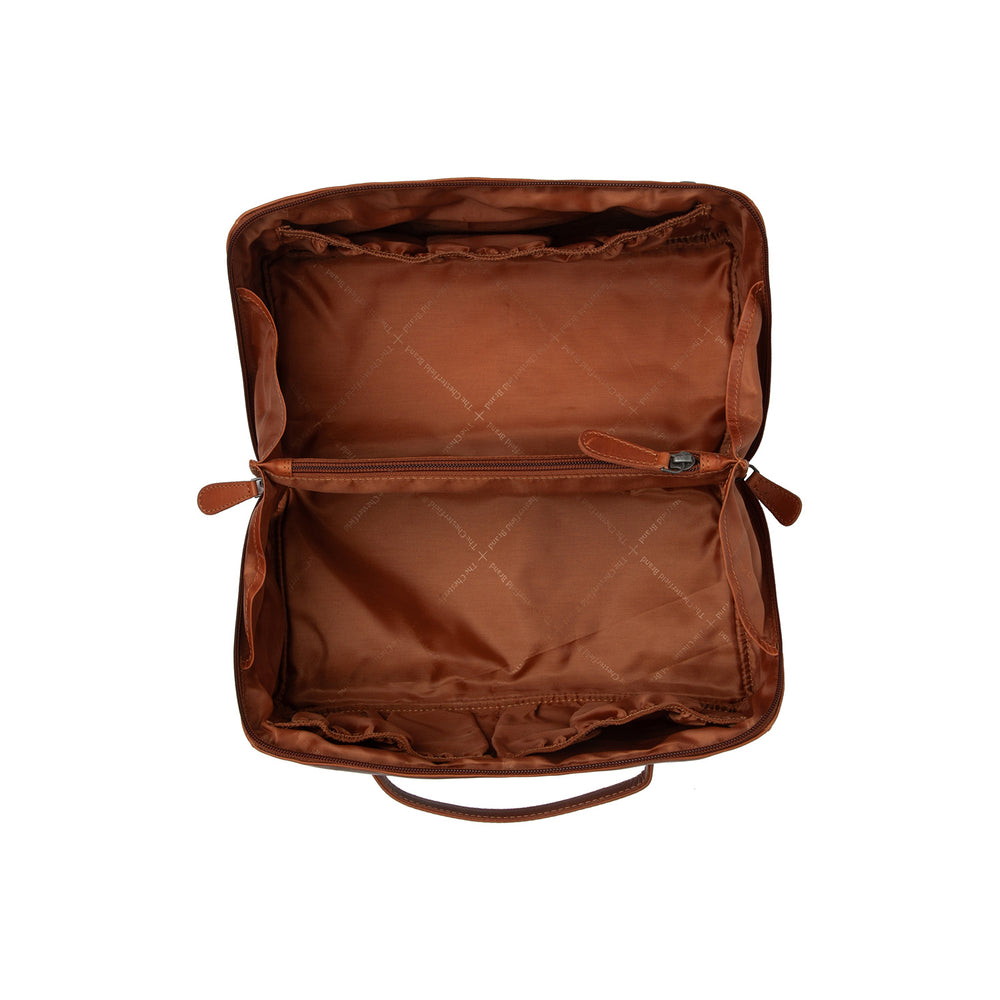 Trousse de Toilette en Cuir Cognac Trevia