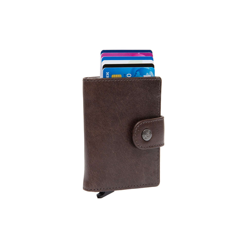 Leather Card Holder Brown Barrea