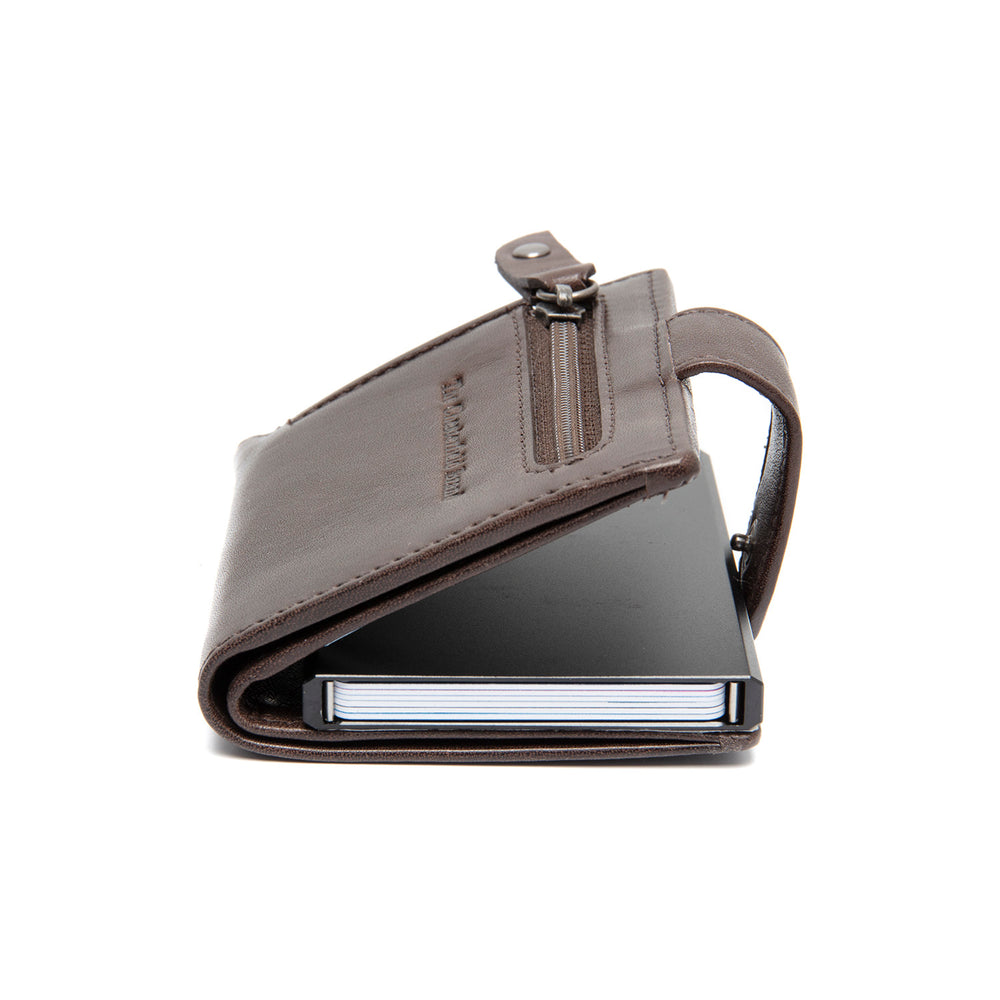 Leather Card Holder Brown Barrea
