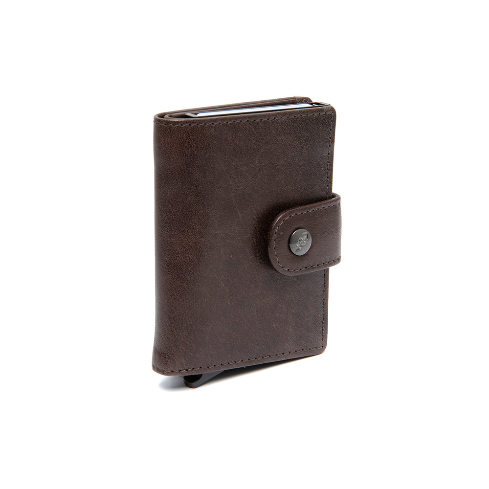 Leather Card Holder Brown Barrea