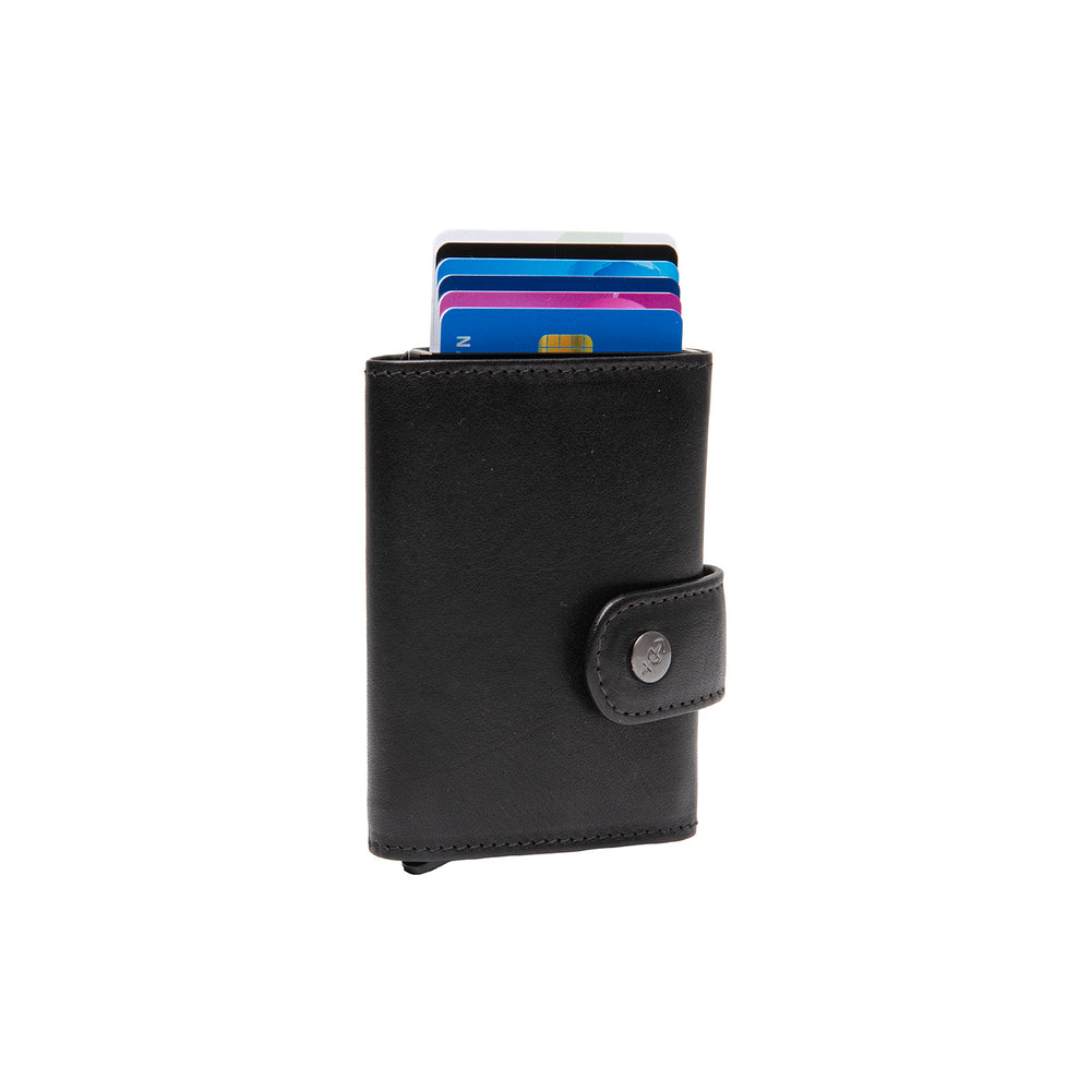Leather Card Holder Black Larino