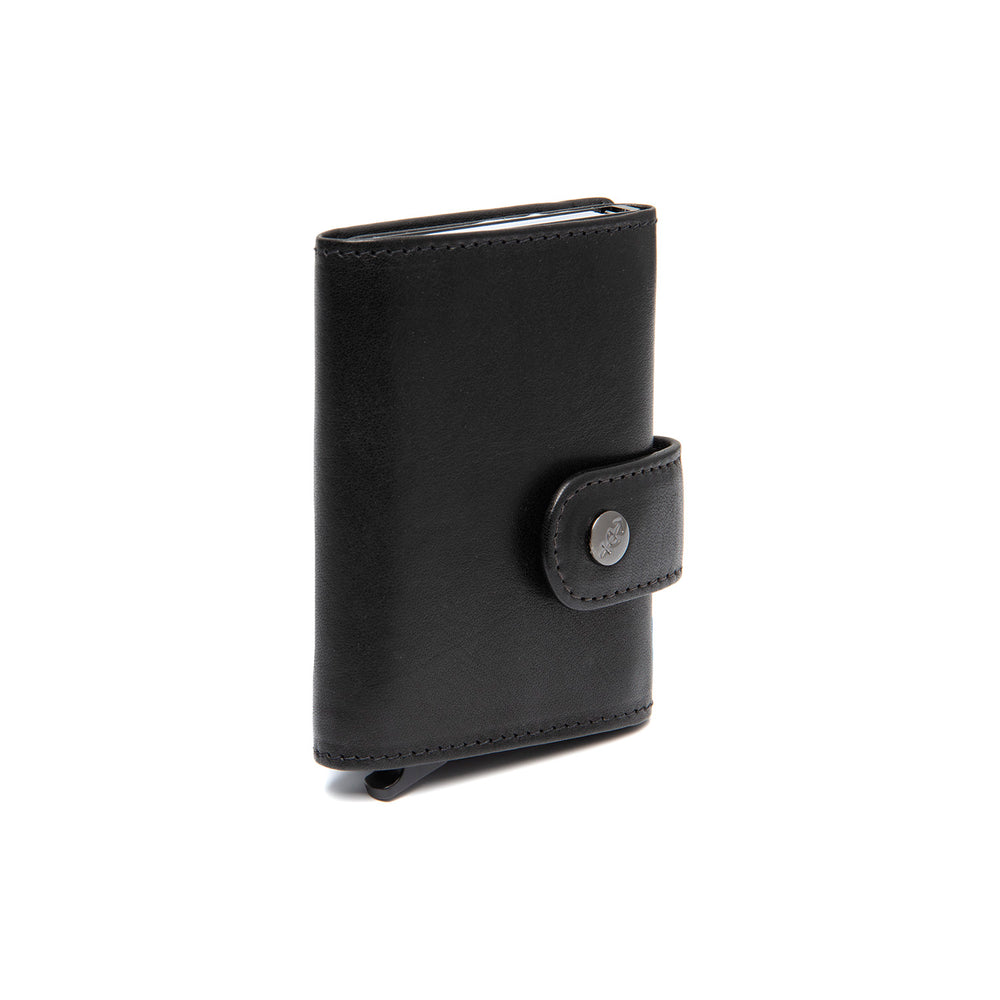 Leather Card Holder Black Larino