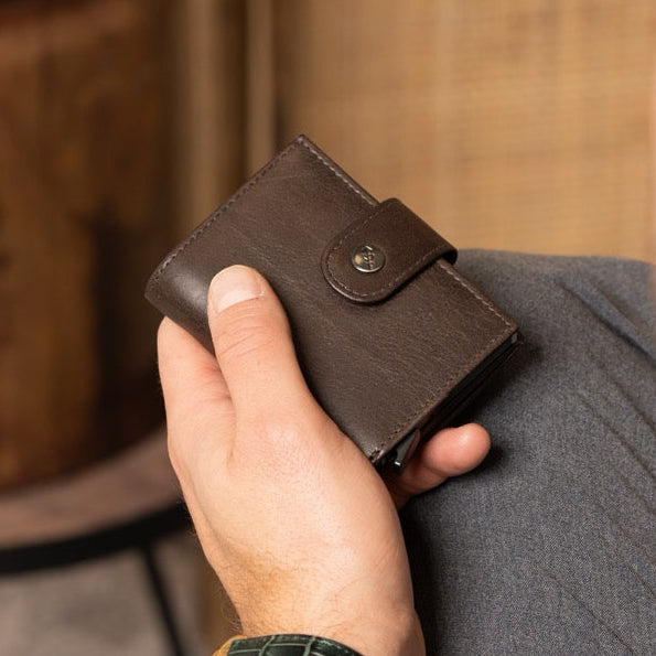Leather Card Holder Brown Barrea