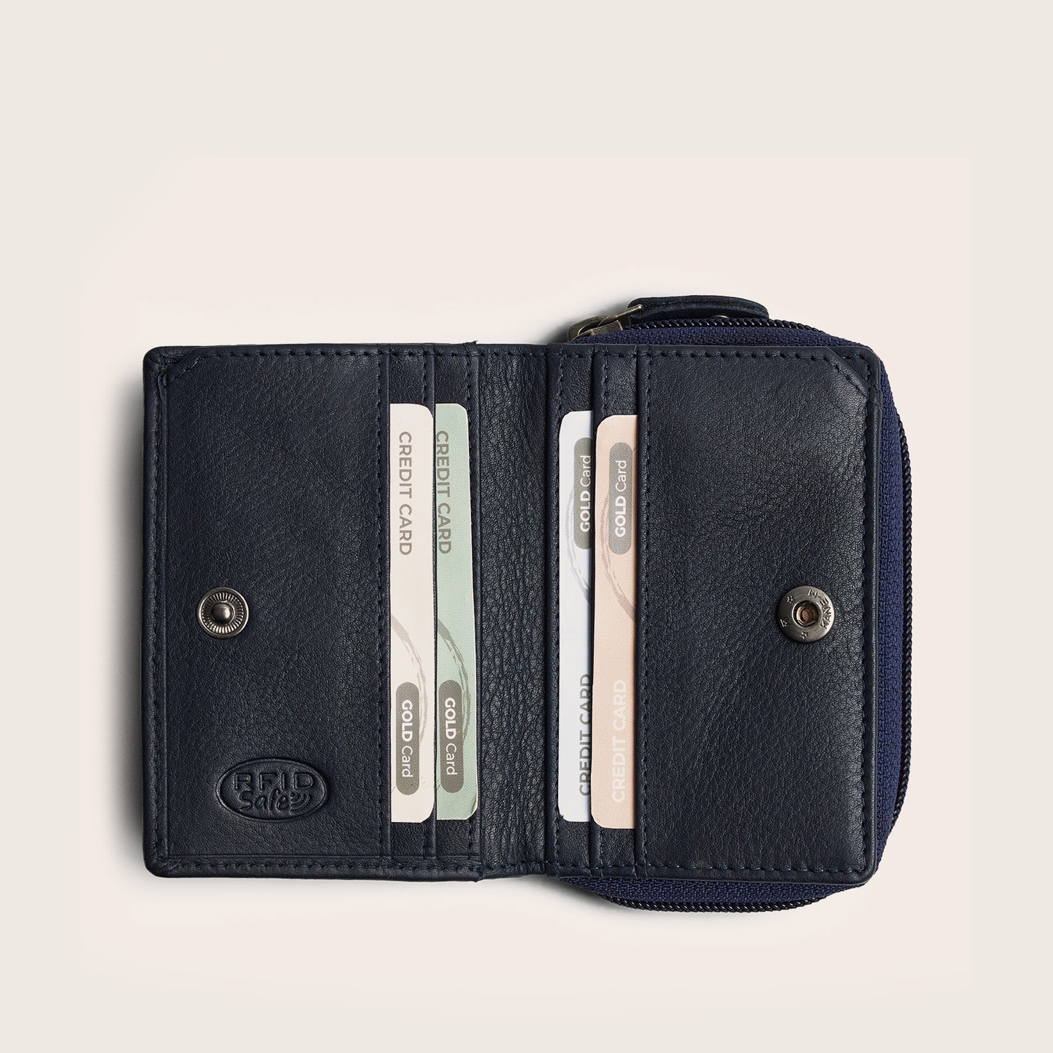 Leder Geldbörse Navy Floren