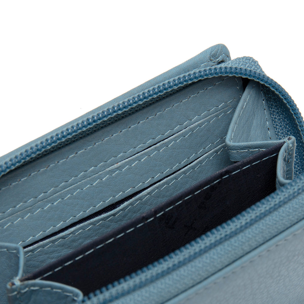 Leather Wallet Sky Blue Floren