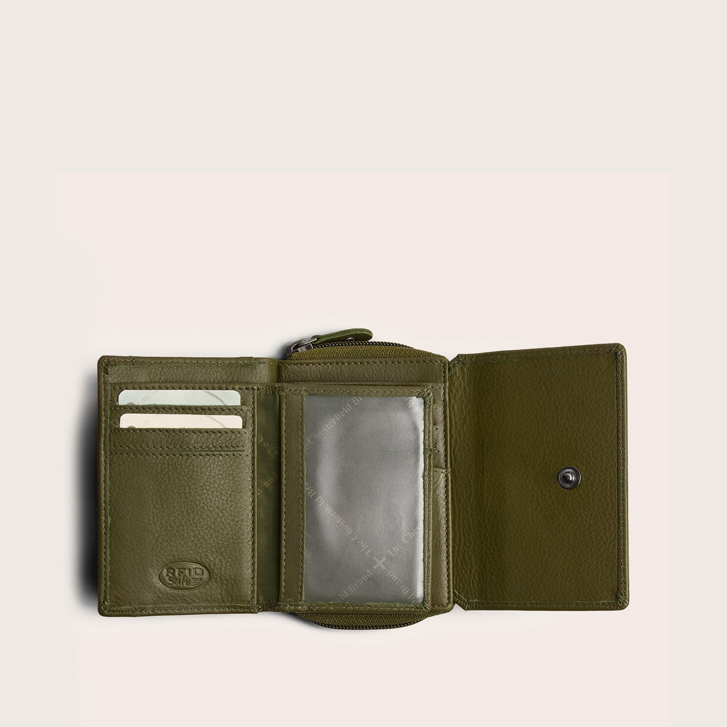 Leder Geldbörse Olivgrün Zelan