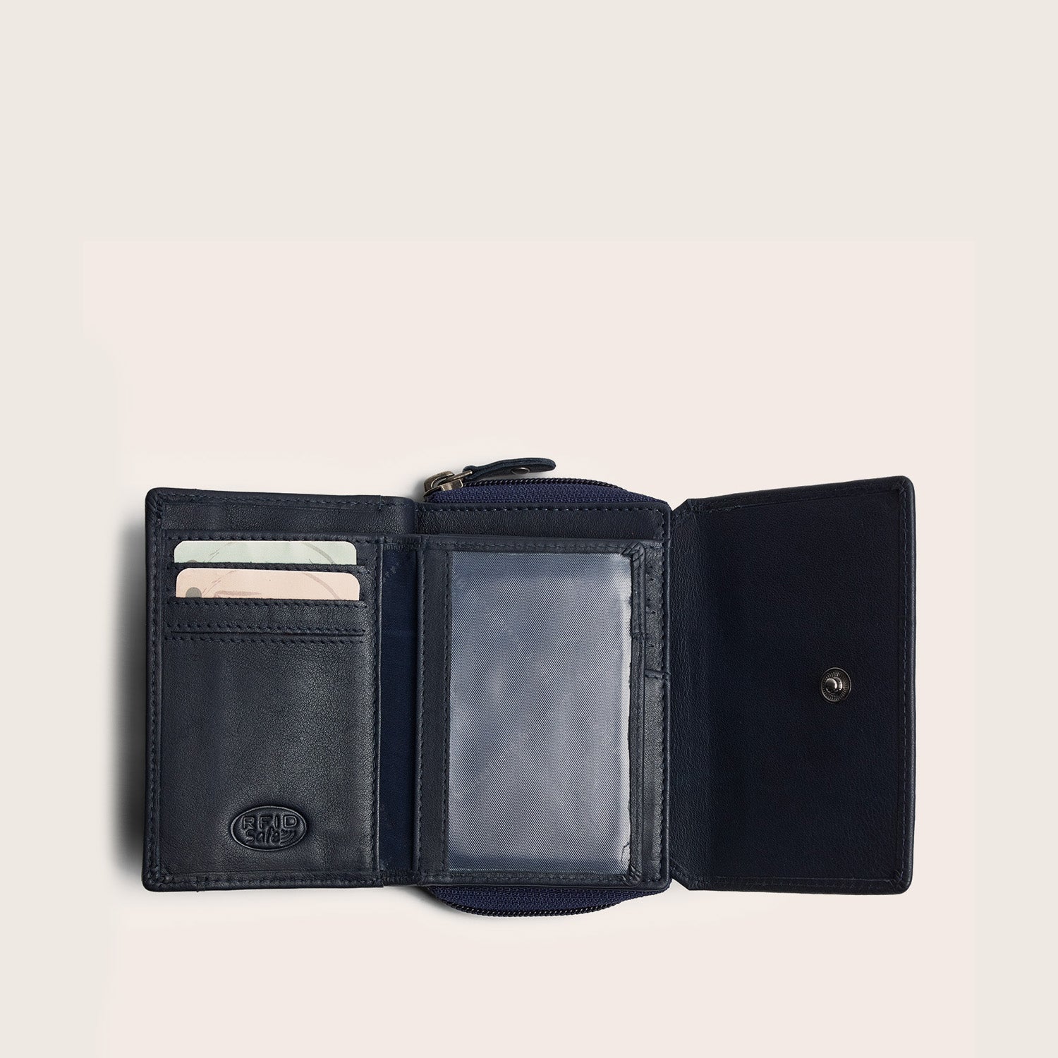 Leder Geldbörse Navy Zelan