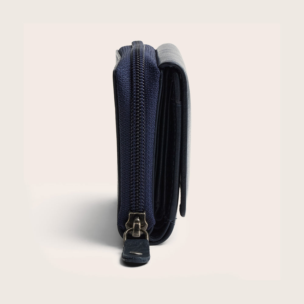 Leder Geldbörse Navy Zelan