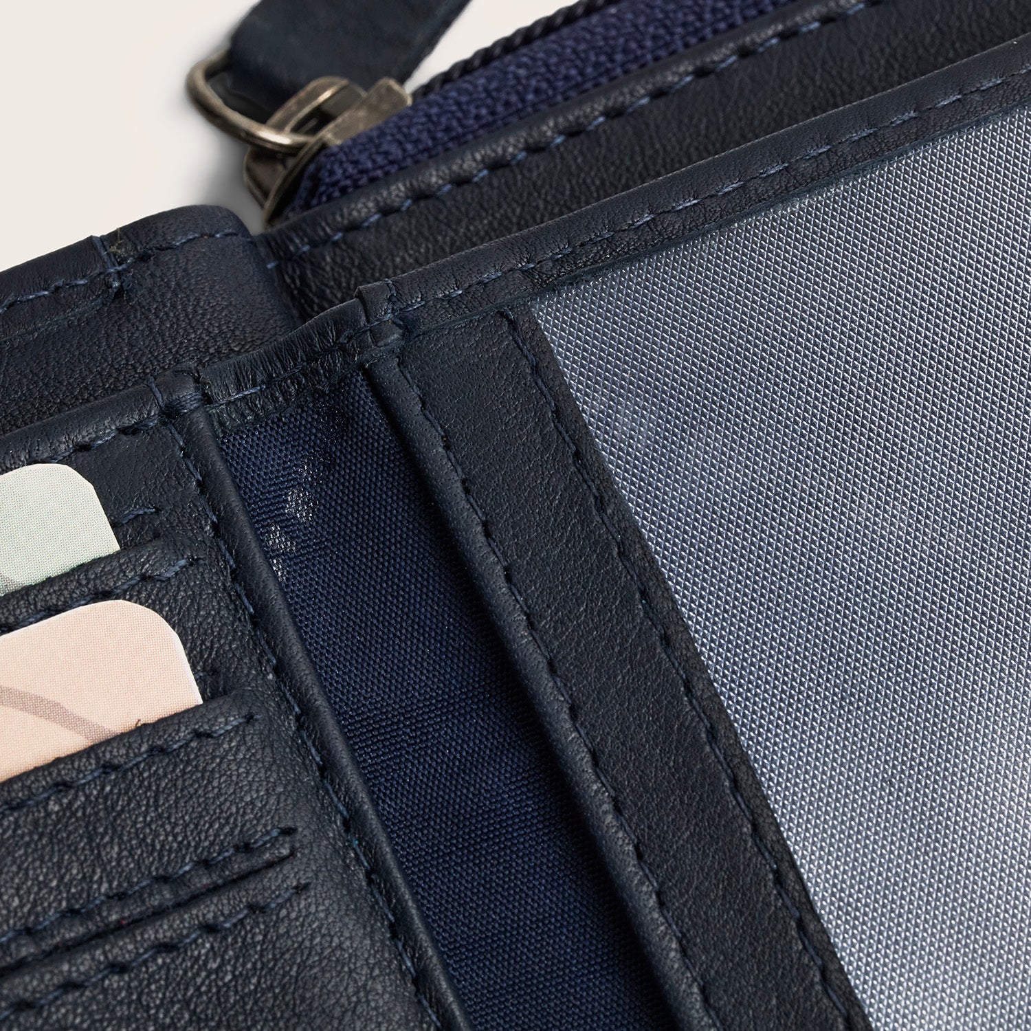 Leder Geldbörse Navy Zelan
