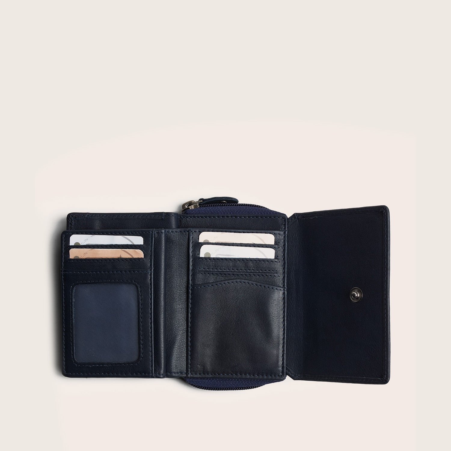 Leder Geldbörse Navy Zelan