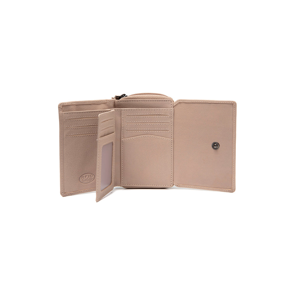 Leather Wallet Beige Zelan