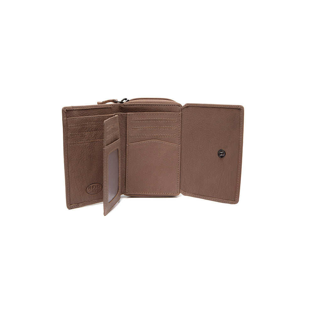 Leather Wallet Taupe Zelan
