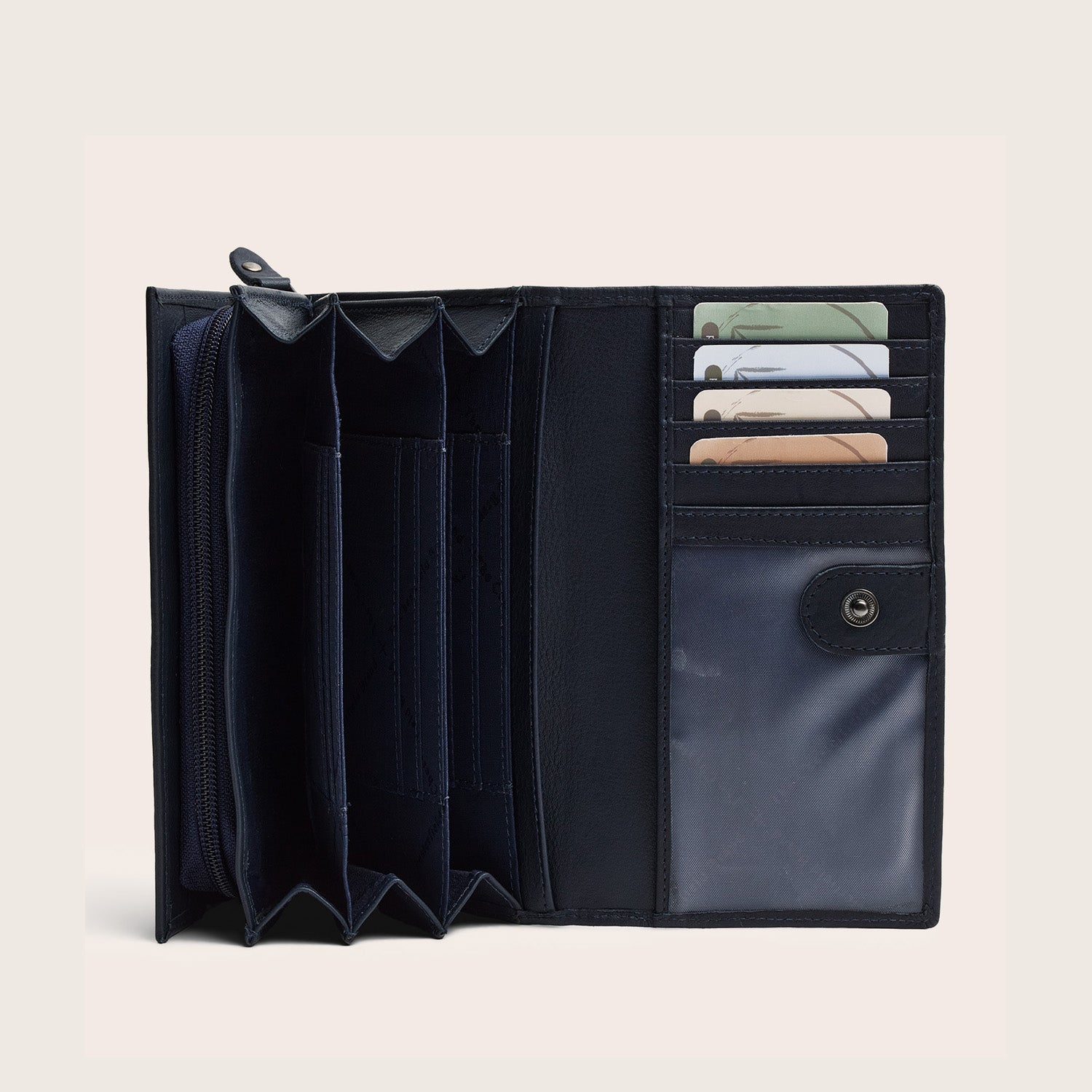 Leder Geldbörse Navy Valetta