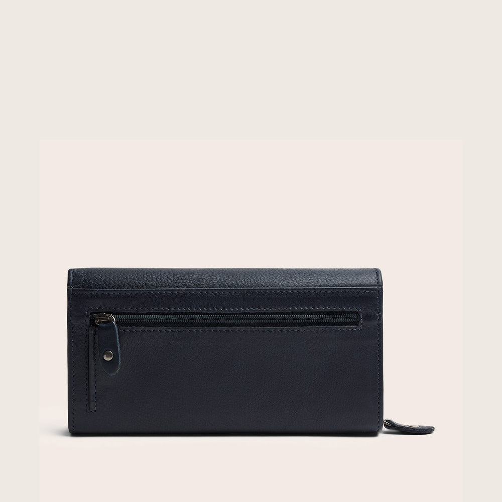 Leder Geldbörse Navy Valetta