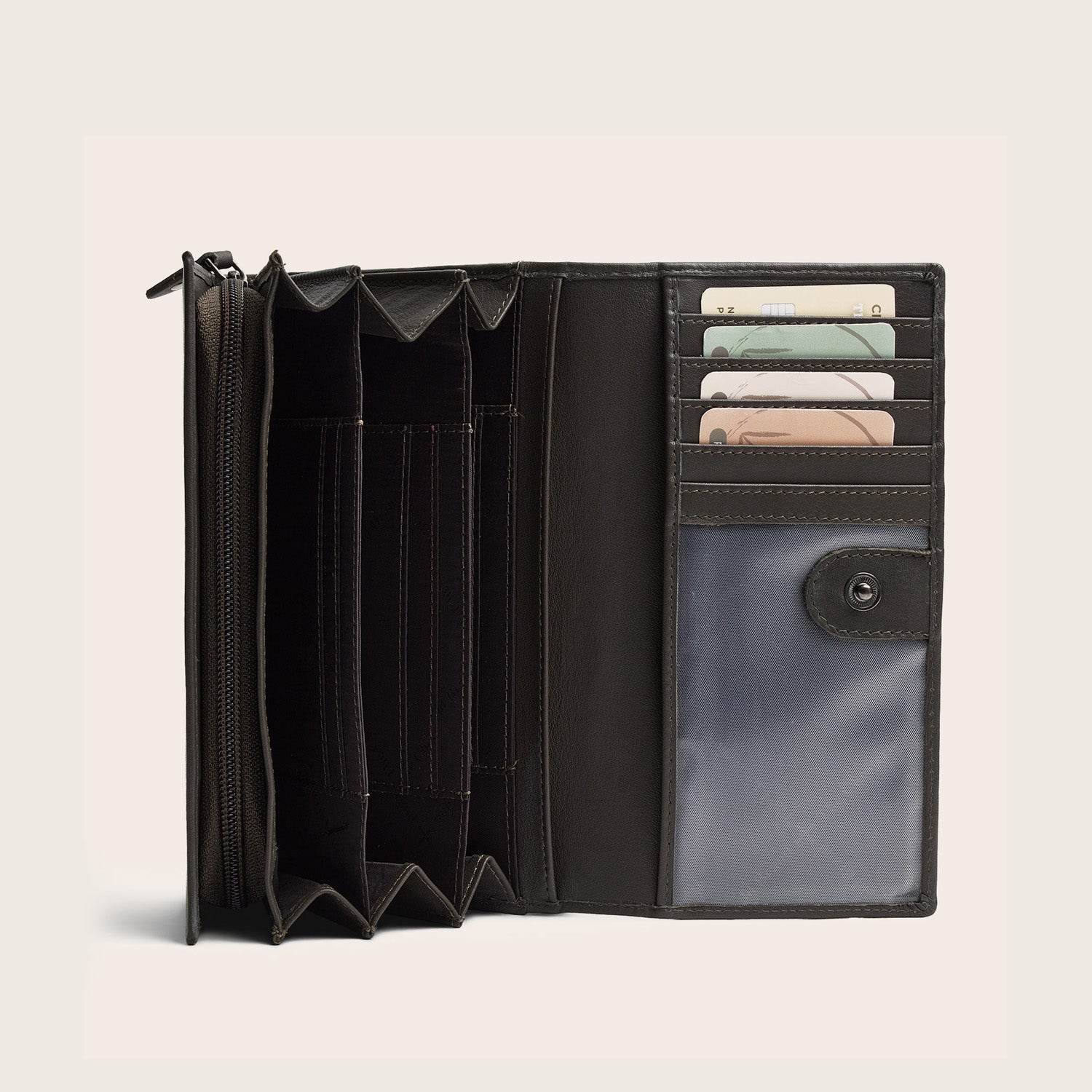 Portefeuille en Cuir Gris Argile Valetta
