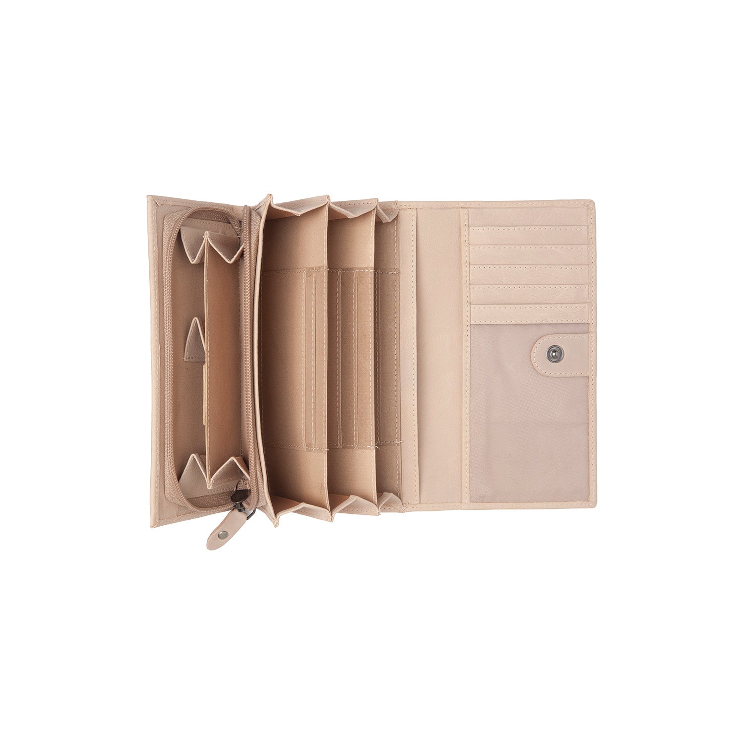 Portefeuille en Cuir Beige Valetta