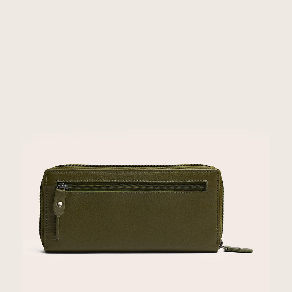 Leder Geldbörse Olivgrün Mirelle