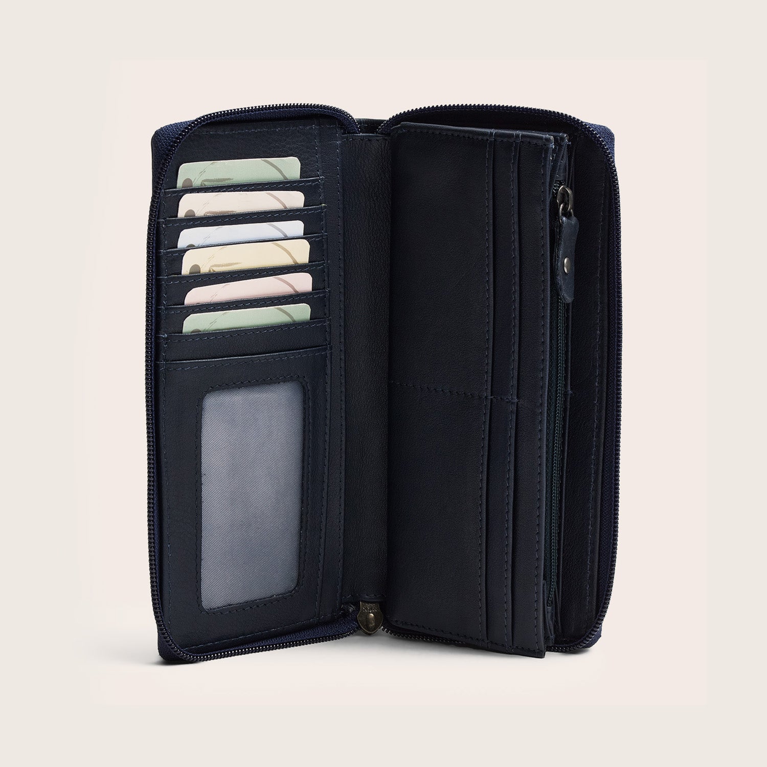 Leder Geldbörse Navy Mirelle