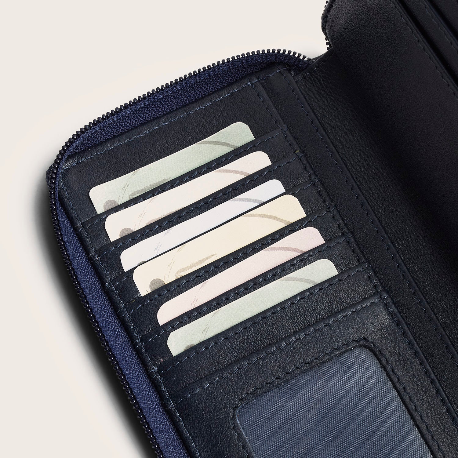 Leder Geldbörse Navy Mirelle