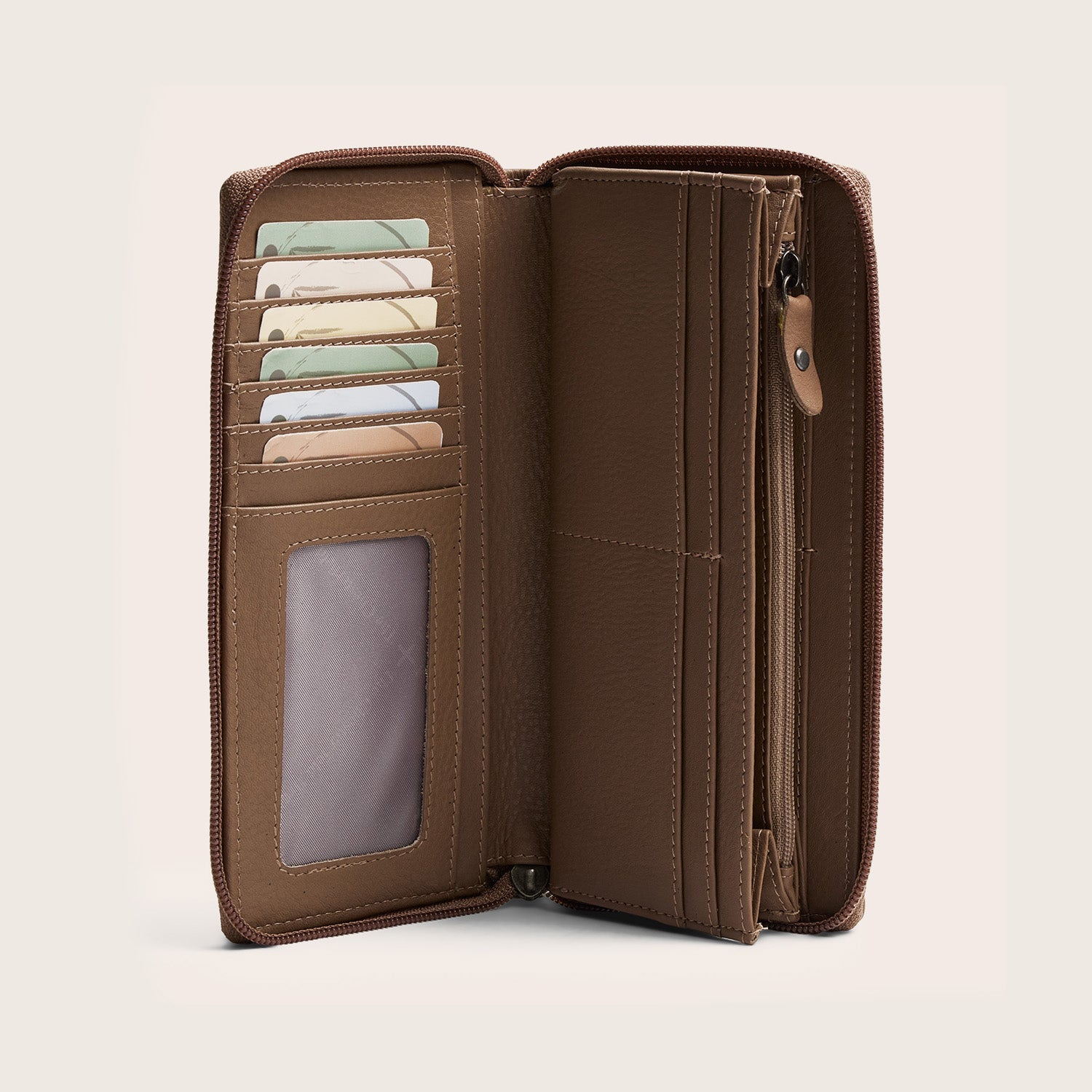 Leder Geldbörse Taupe Mirelle