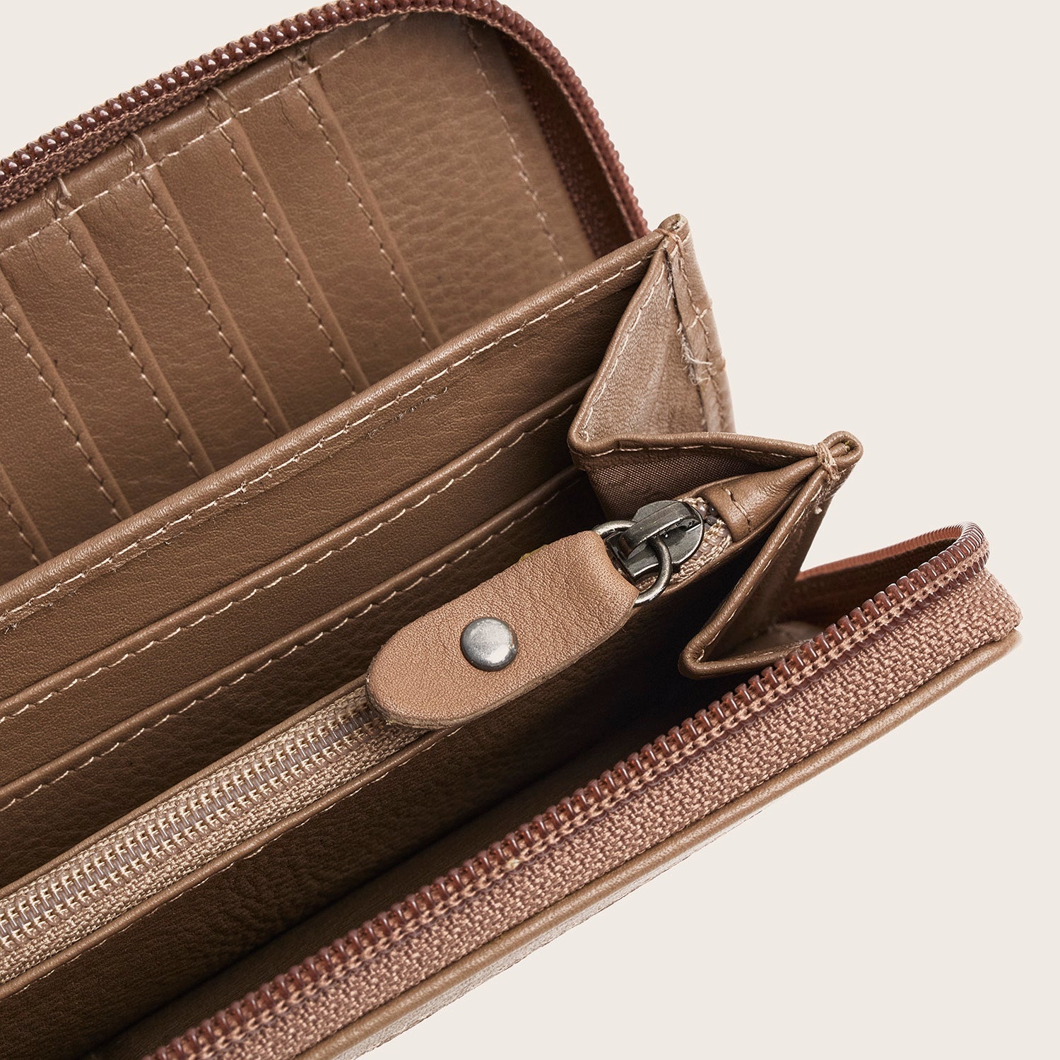 Leder Geldbörse Taupe Mirelle