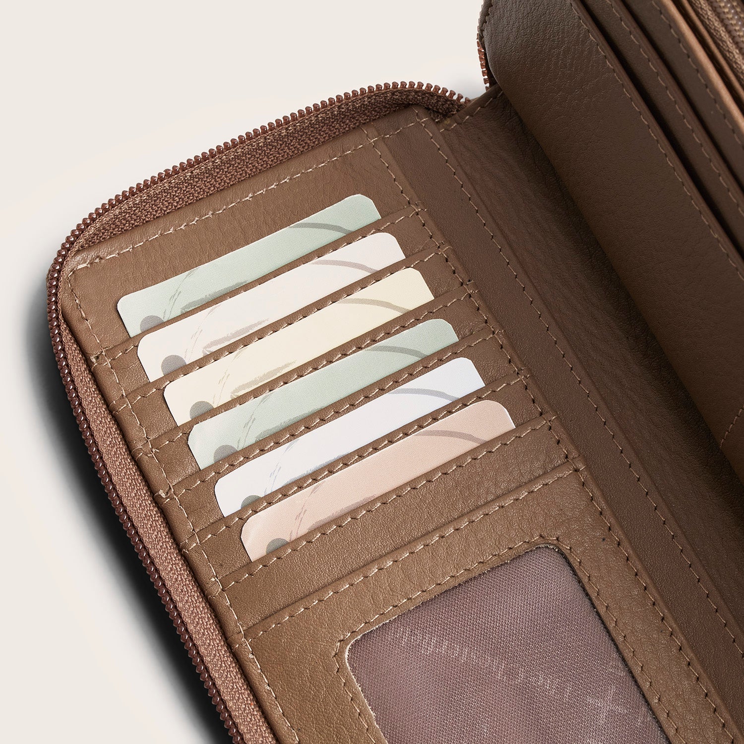 Leder Geldbörse Taupe Mirelle