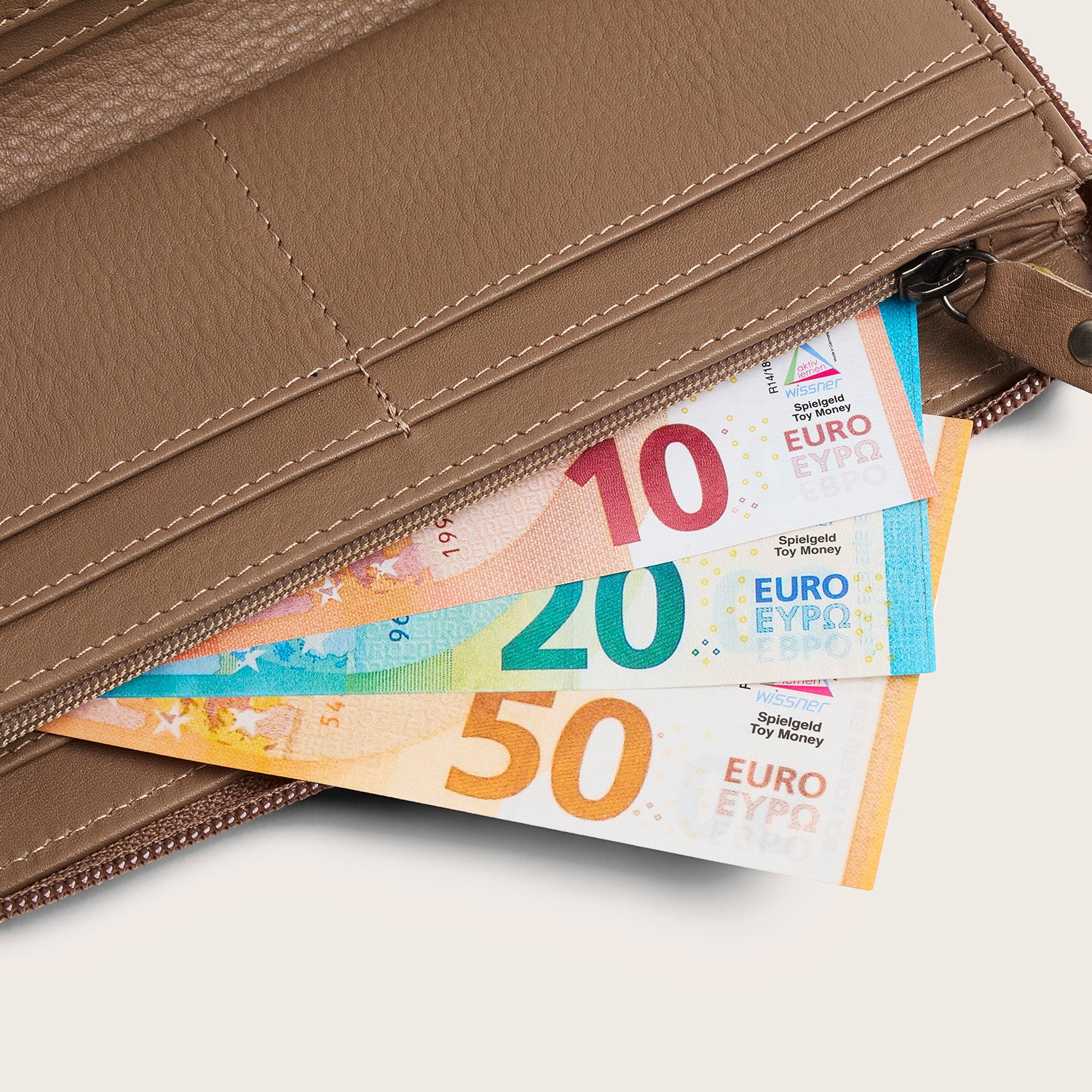 Leder Geldbörse Taupe Mirelle