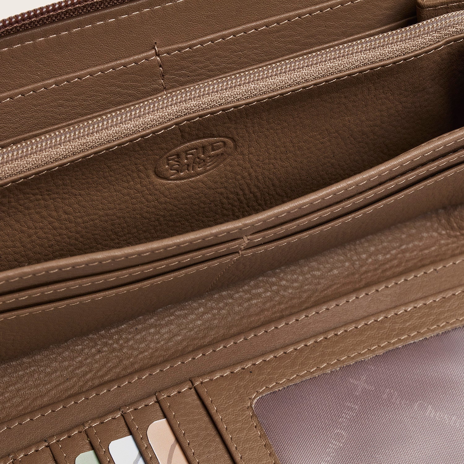 Leder Geldbörse Taupe Mirelle