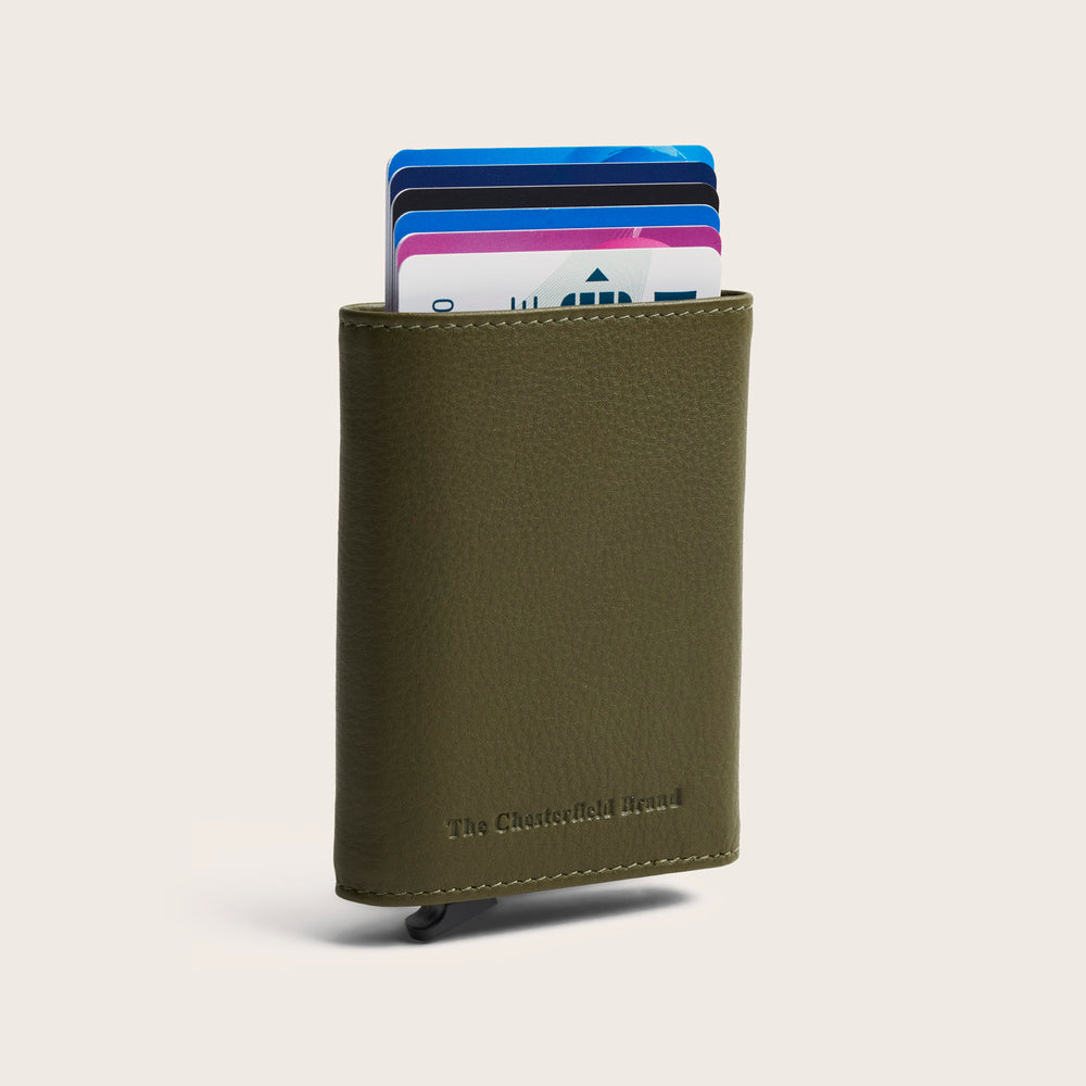 Leather Card Holder Olive Green Junia