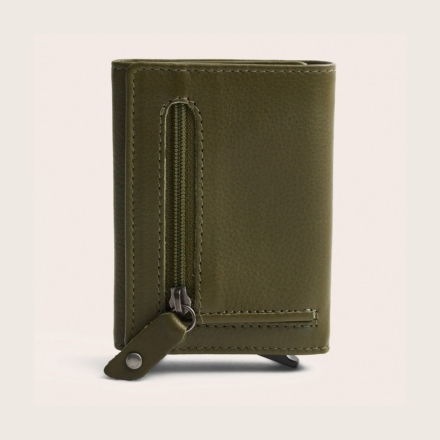 Leather Card Holder Olive Green Junia