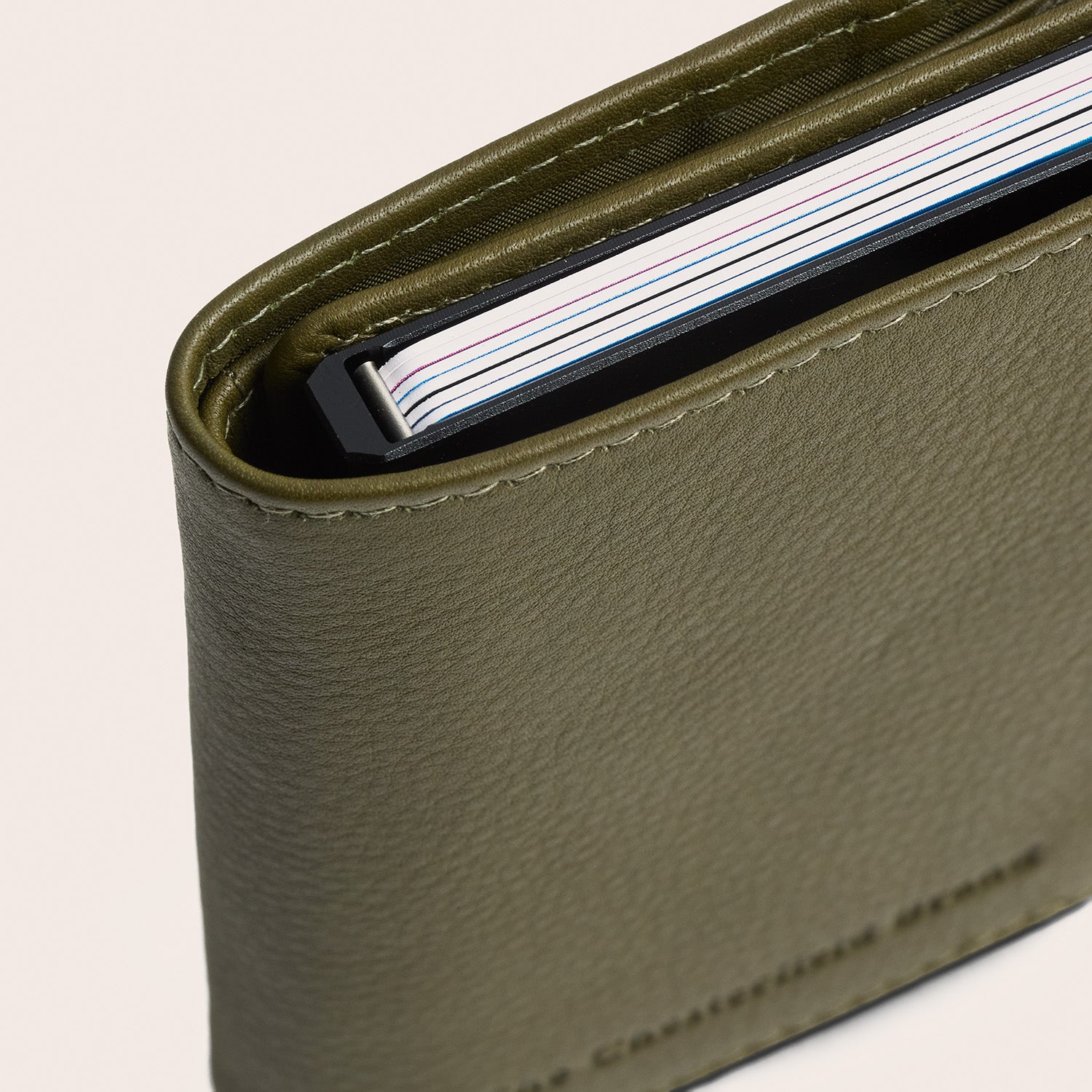Leather Card Holder Olive Green Junia