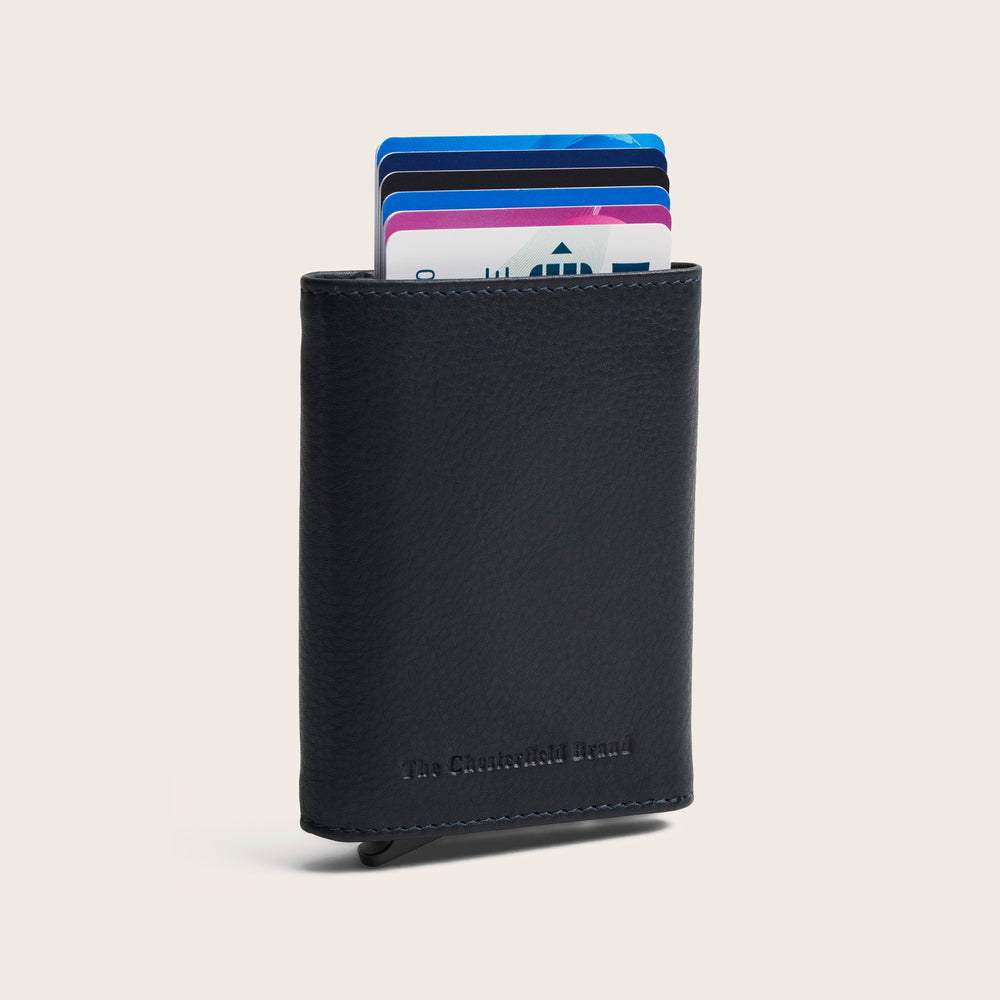 Leather Card Holder Navy Junia