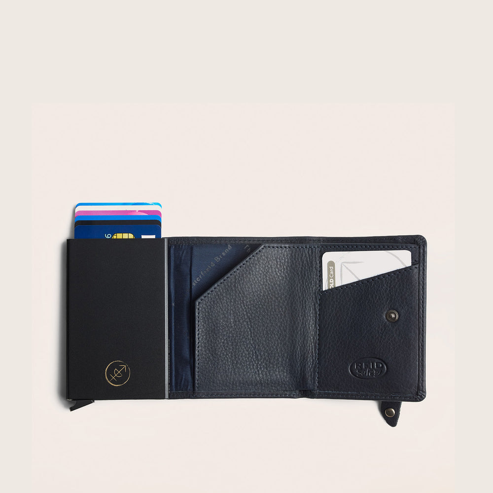 Leather Card Holder Navy Junia