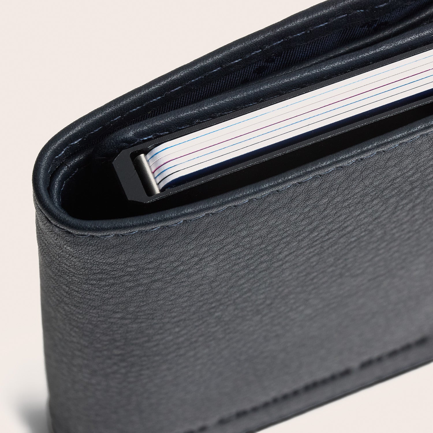 Leather Card Holder Navy Junia
