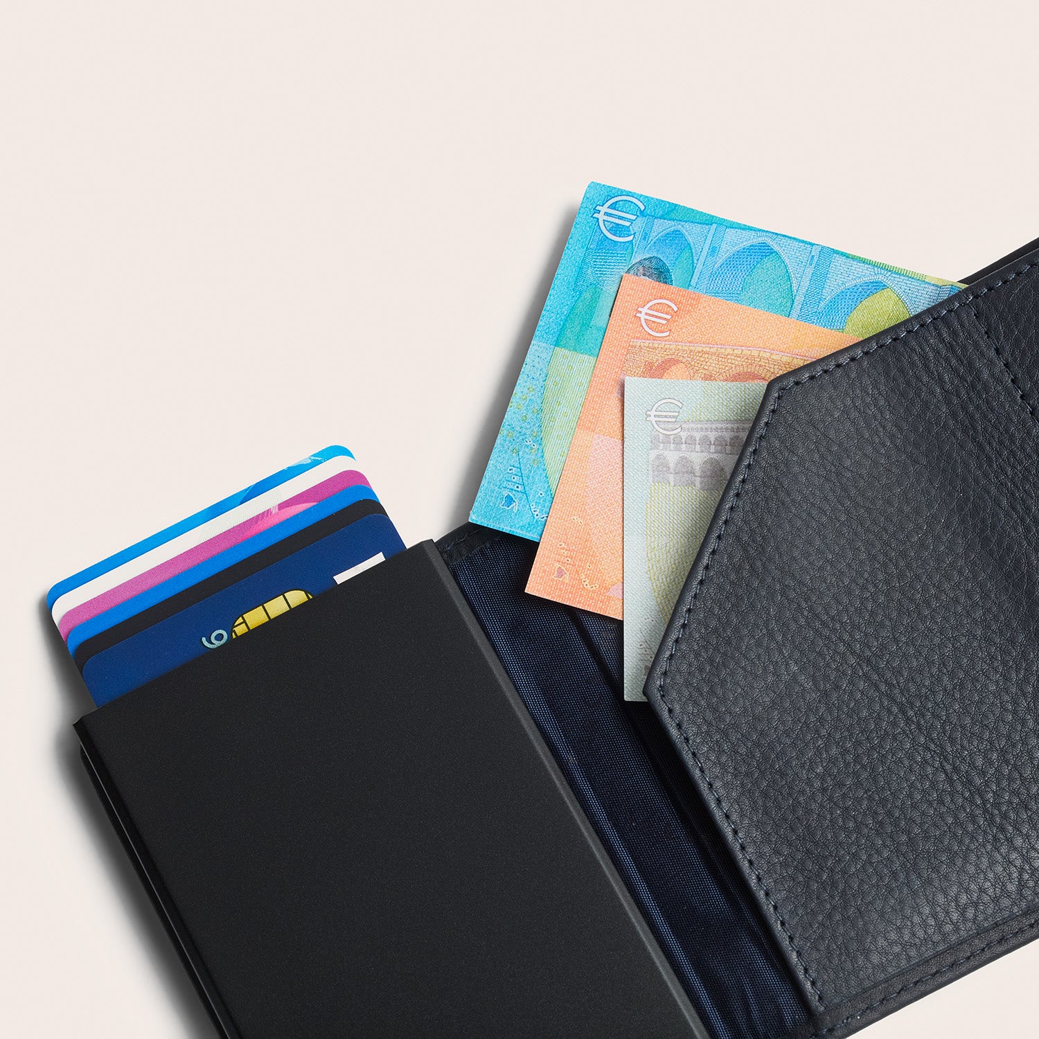 Leather Card Holder Navy Junia