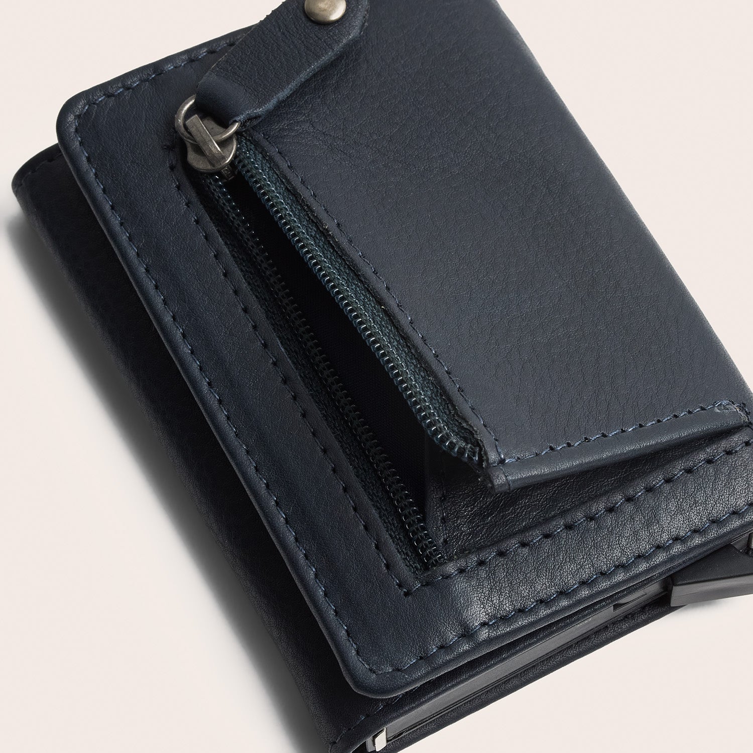 Leather Card Holder Navy Junia