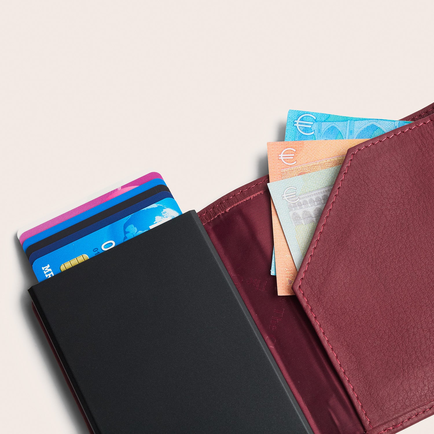 Leather Card Holder Berry Junia
