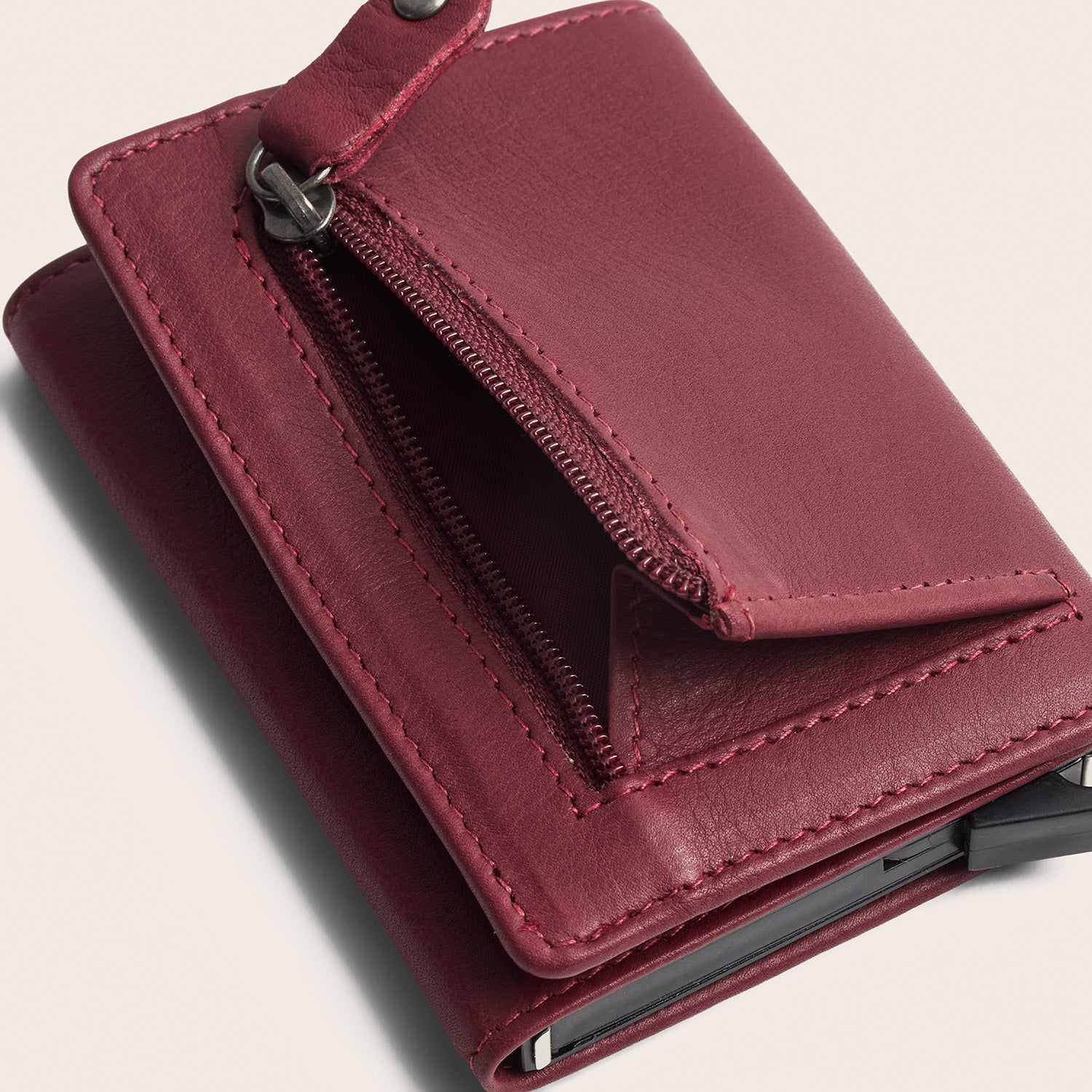 Leather Card Holder Berry Junia