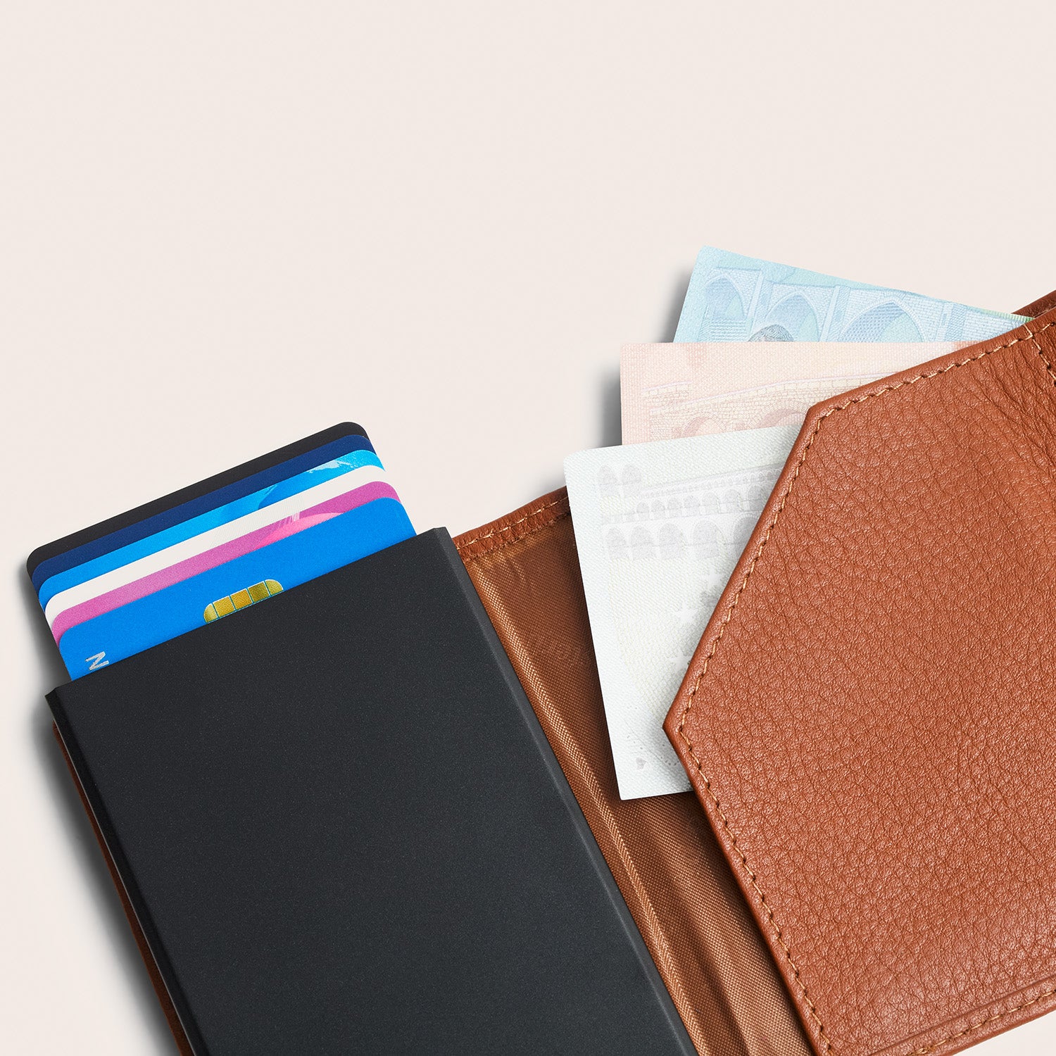 Leather Card Holder Cognac Junia