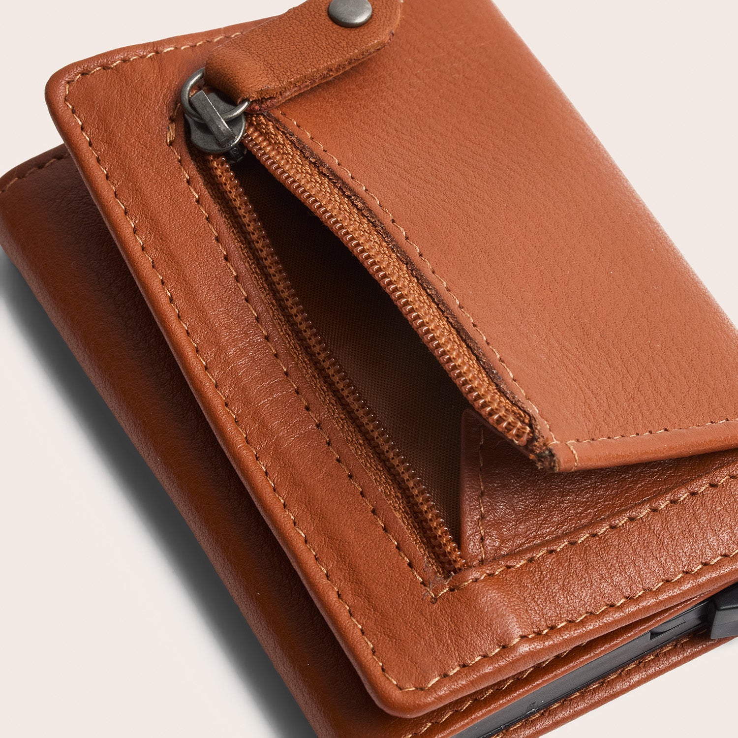 Leather Card Holder Cognac Junia