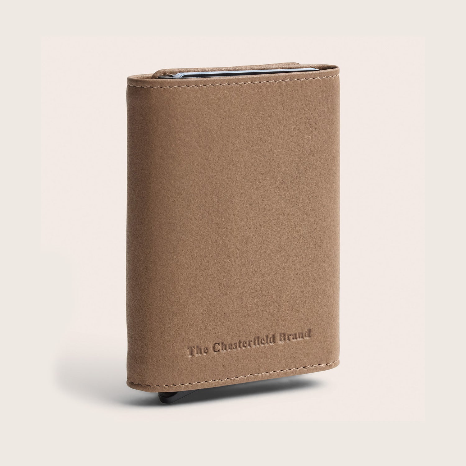 Leather Card Holder Taupe Junia